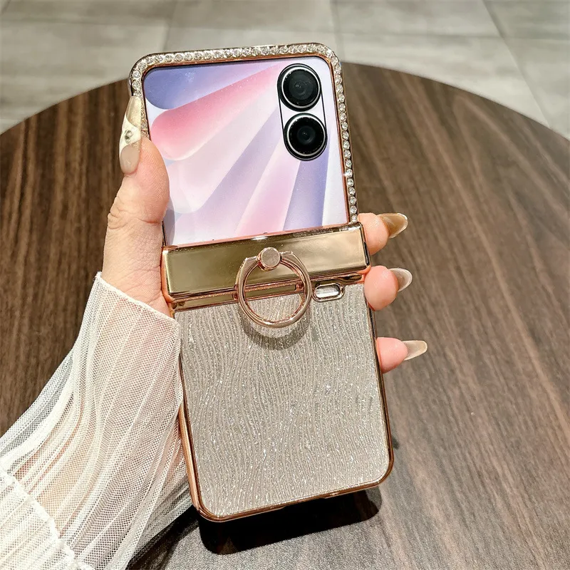 Compatible with Honor Magic V Flip2 phone case, foldable screen luxury electroplated glitter leather drop-proof protective case