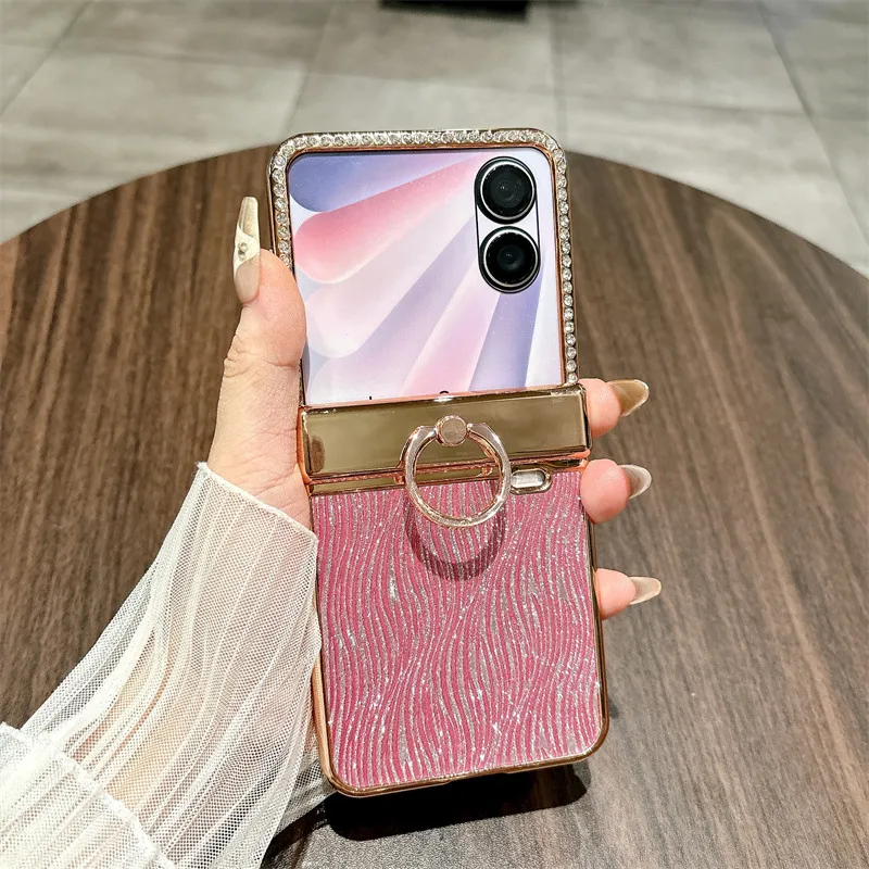 Compatible with Honor Magic V Flip2 phone case, foldable screen luxury electroplated glitter leather drop-proof protective case