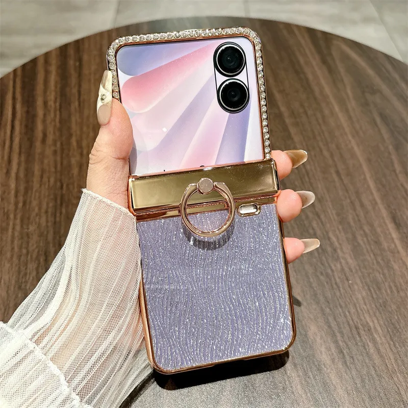 Compatible with Honor Magic V Flip2 phone case, foldable screen luxury electroplated glitter leather drop-proof protective case