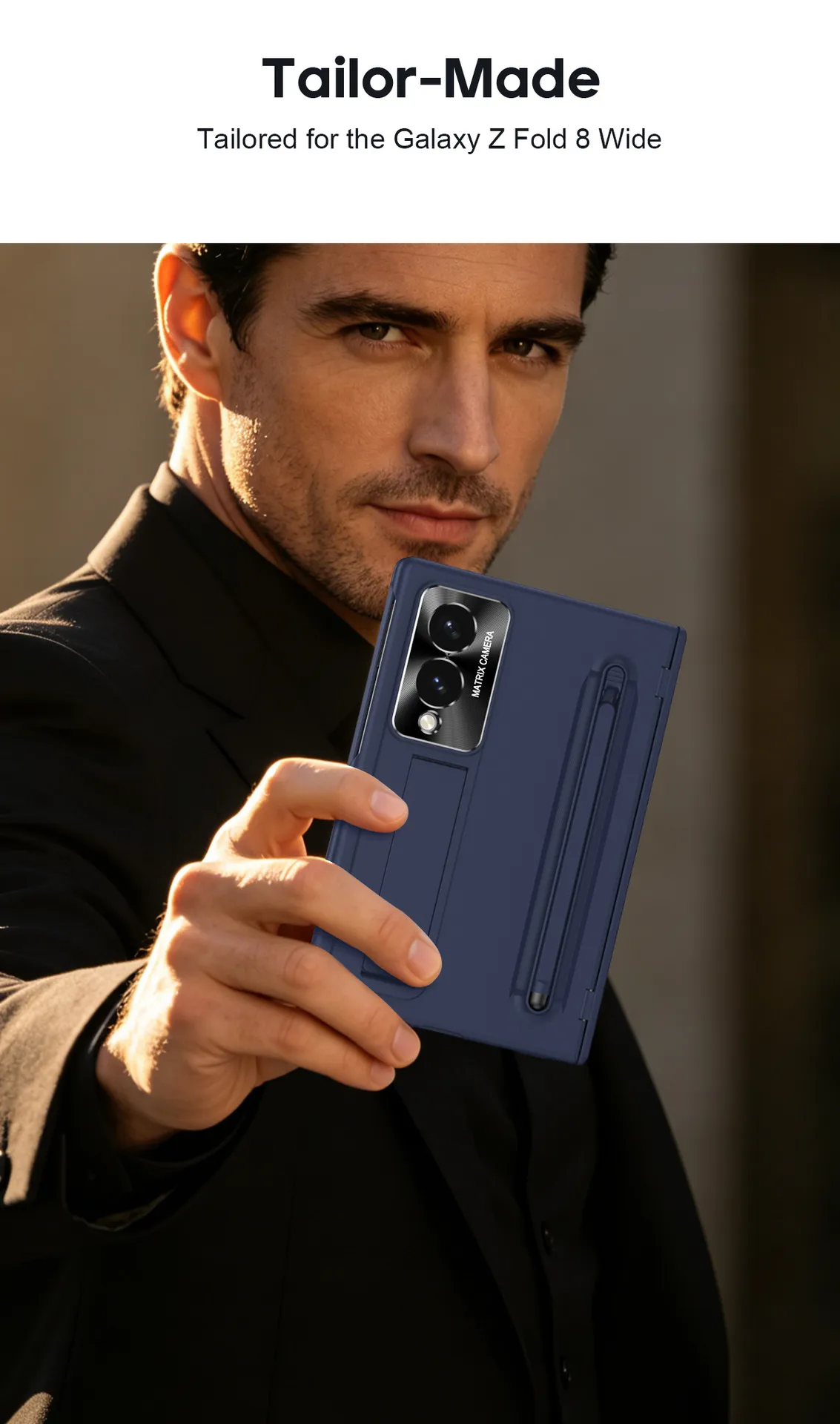Compatible with Samsung Zfold 8 Wide phone case, FOLD8 folding pen slot case, integrated screen protector, full-coverage drop-proof protective case