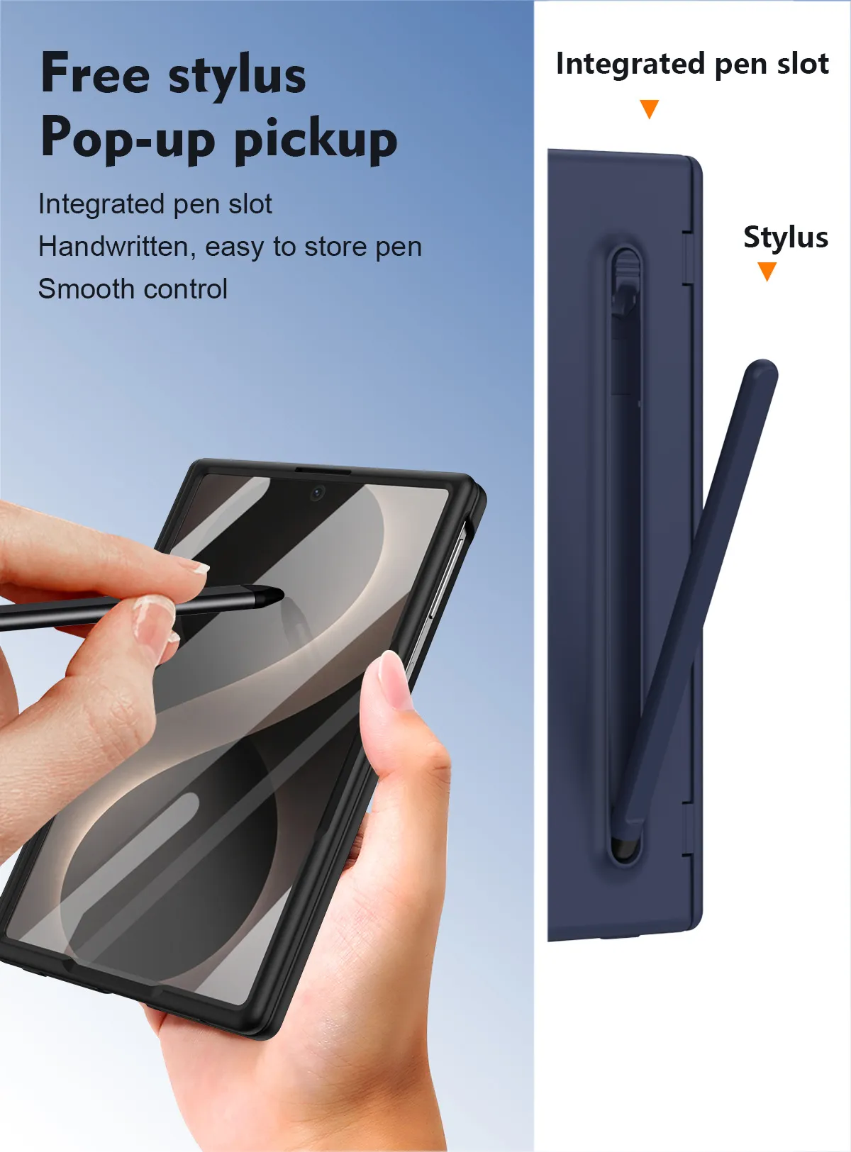 Compatible with Samsung Zfold 8 Wide phone case, FOLD8 folding pen slot case, integrated screen protector, full-coverage drop-proof protective case