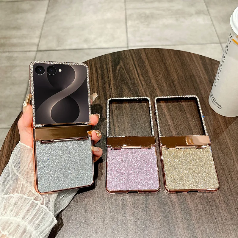 Compatible with Samsung ZFlip 8 phone case, ZFLIP 7 foldable screen electroplated leather hinge full-coverage drop protection leather