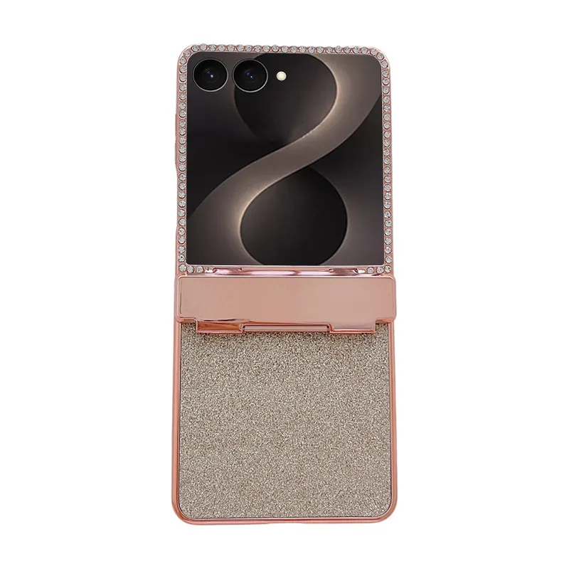 Compatible with Samsung ZFlip 8 phone case, ZFLIP 7 foldable screen electroplated leather hinge full-coverage drop protection leather