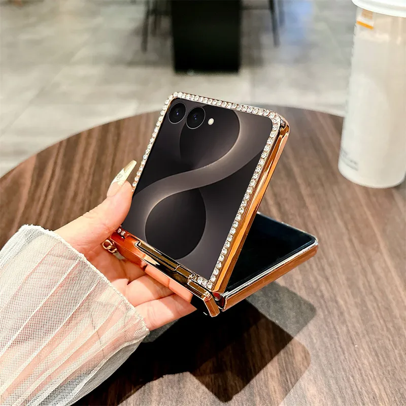 Compatible with Samsung ZFlip 8 phone case, ZFLIP 7 foldable screen electroplated leather hinge full-coverage drop protection leather