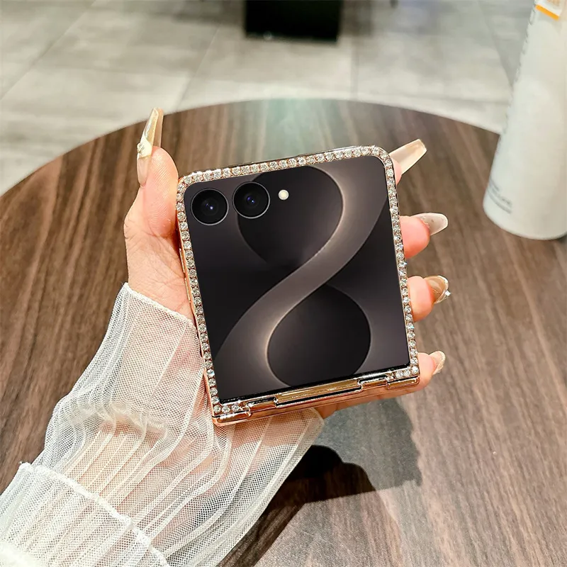 Compatible with Samsung ZFlip 8 phone case, ZFLIP 7 foldable screen electroplated leather hinge full-coverage drop protection leather