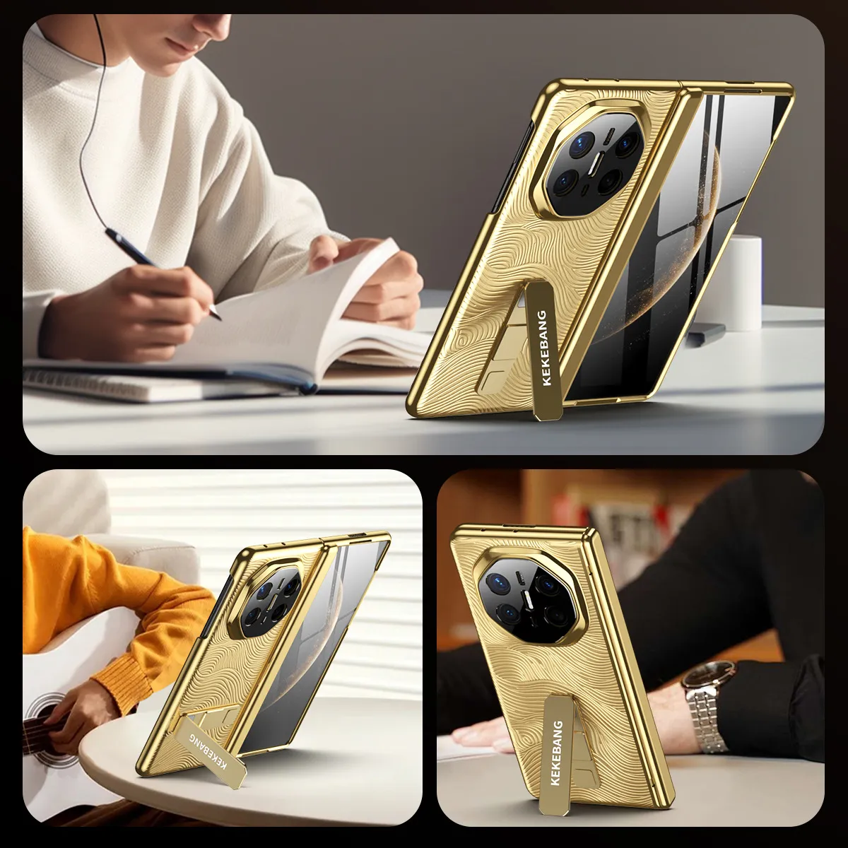 Compatible with Huawei MATEX6 phone case, MateX6 Gold Plating Tri-fold Drop Protection Case, 14K Gold Plated, Tri-fold.