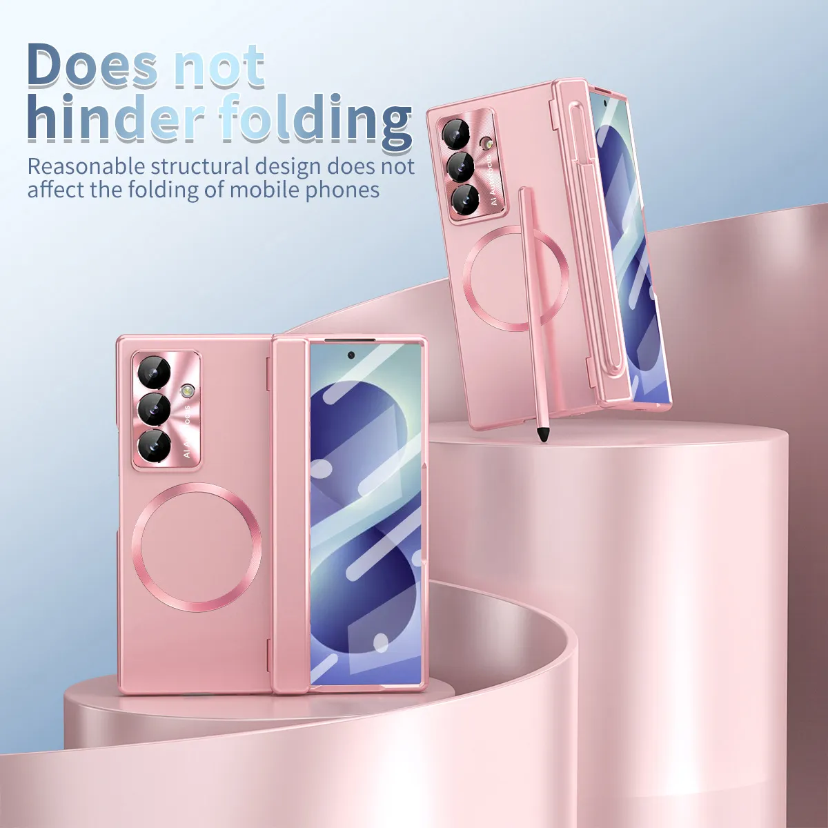 Compatible with Samsung Zfold 8 Ultra phone case, electroplated magnetic charging dual hinge shockproof case