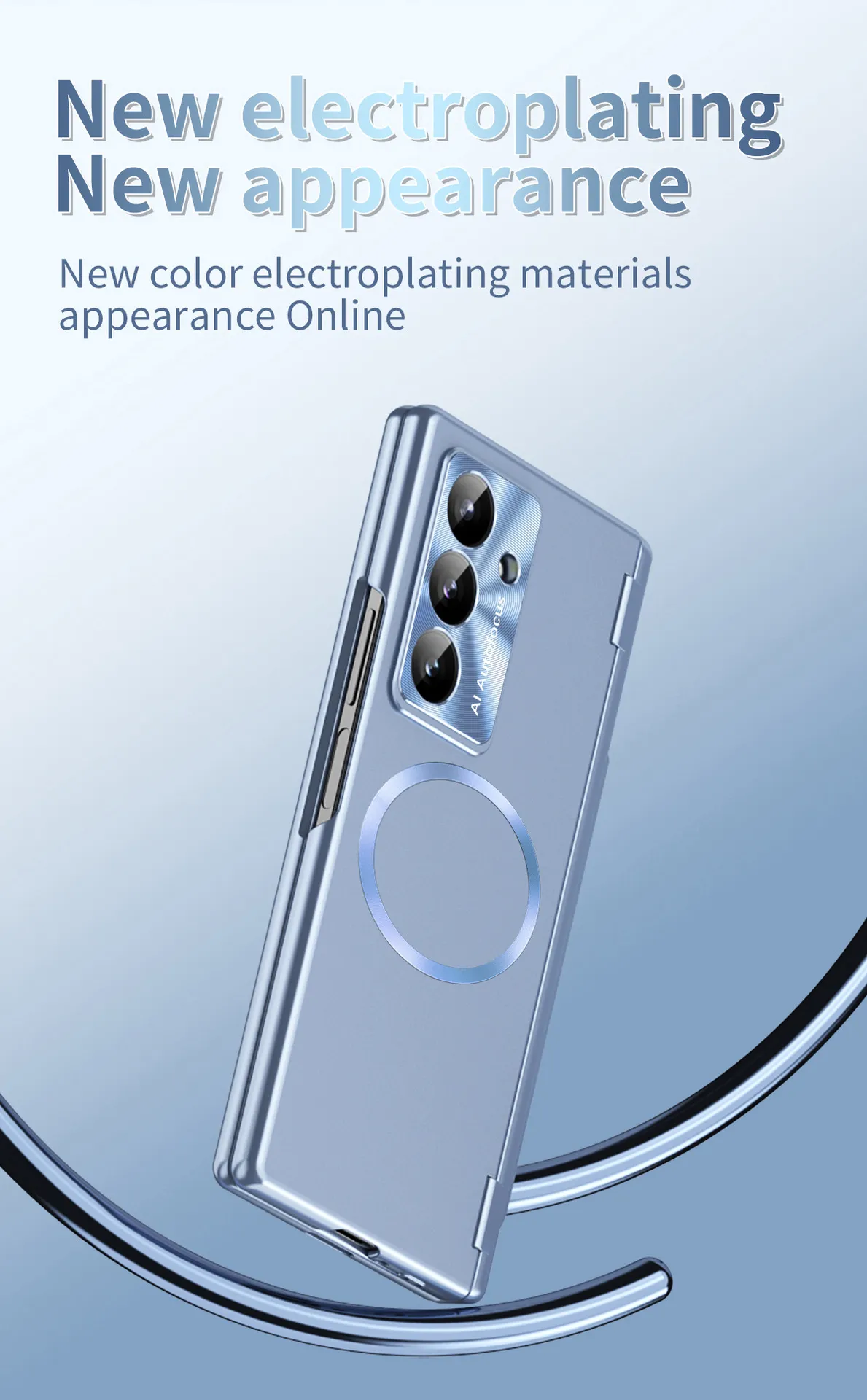 Compatible with Samsung Zfold 8 Ultra phone case, electroplated magnetic charging dual hinge shockproof case