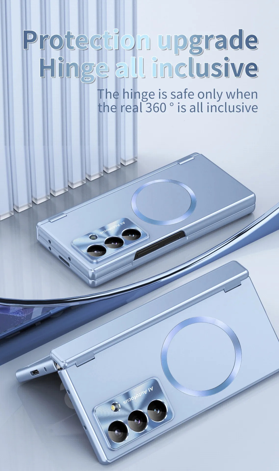 Compatible with Samsung Zfold 8 Ultra phone case, electroplated magnetic charging dual hinge shockproof case