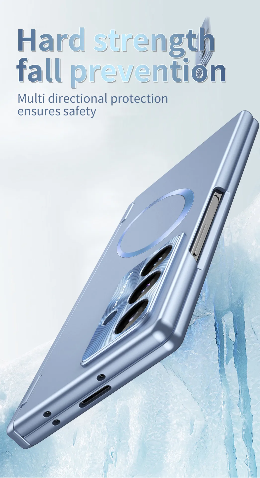 Compatible with Samsung Zfold 8 Ultra phone case, electroplated magnetic charging dual hinge shockproof case