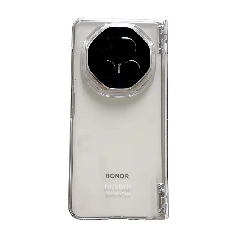 Honor MagicV5 phone case, solid color electroplated hinge, full-coverage hinge, drop-proof protective leather case.