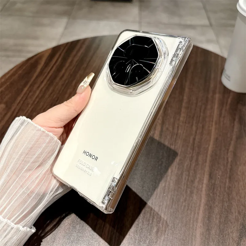 Honor MagicV5 phone case, solid color electroplated hinge, full-coverage hinge, drop-proof protective leather case.