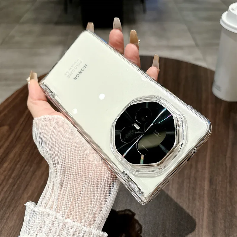 Honor MagicV5 phone case, solid color electroplated hinge, full-coverage hinge, drop-proof protective leather case.