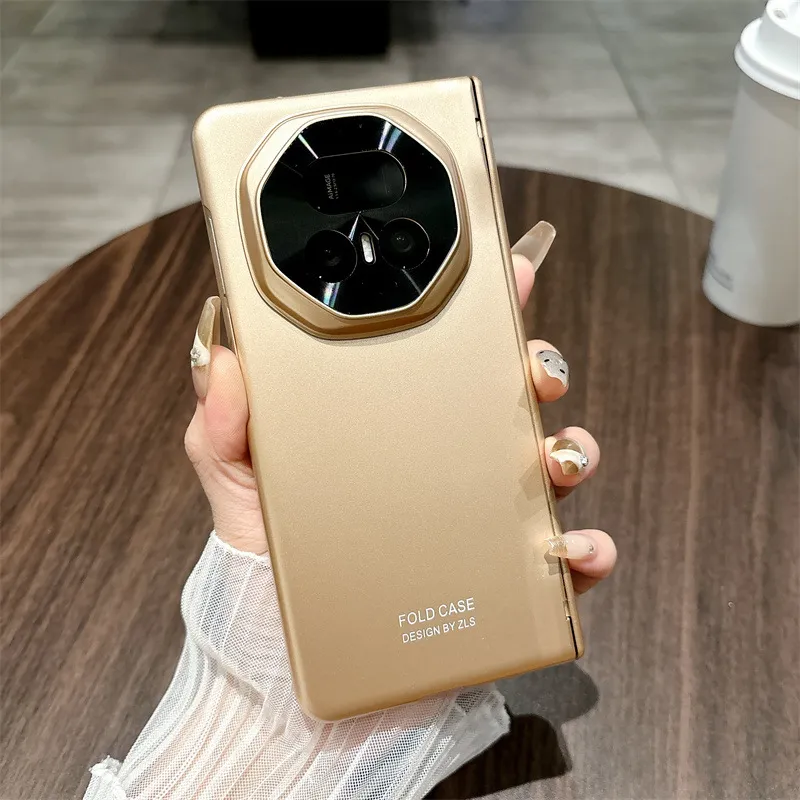 Honor MagicV5 phone case, solid color electroplated hinge, full-coverage hinge, drop-proof protective leather case.