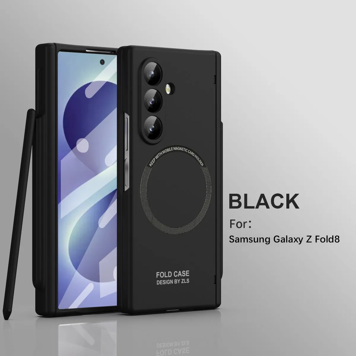 Compatible with Samsung Zfold 8 Ultra phone case, magnetic pen slot hinge, drop-proof protective case