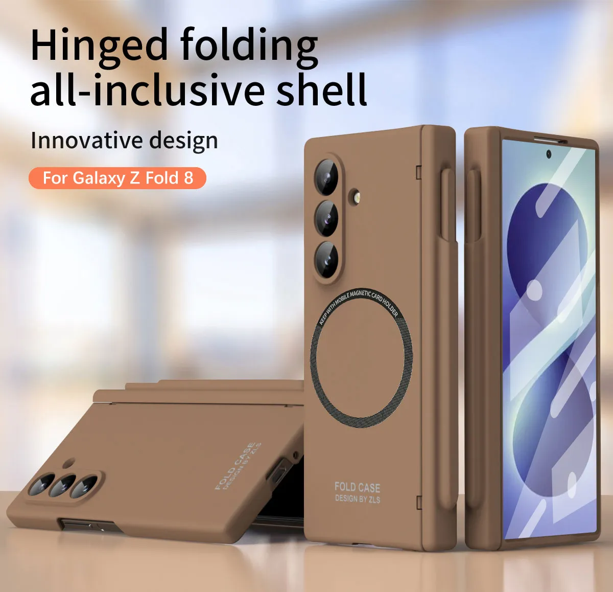 Compatible with Samsung Zfold 8 Ultra phone case, magnetic pen slot hinge, drop-proof protective case