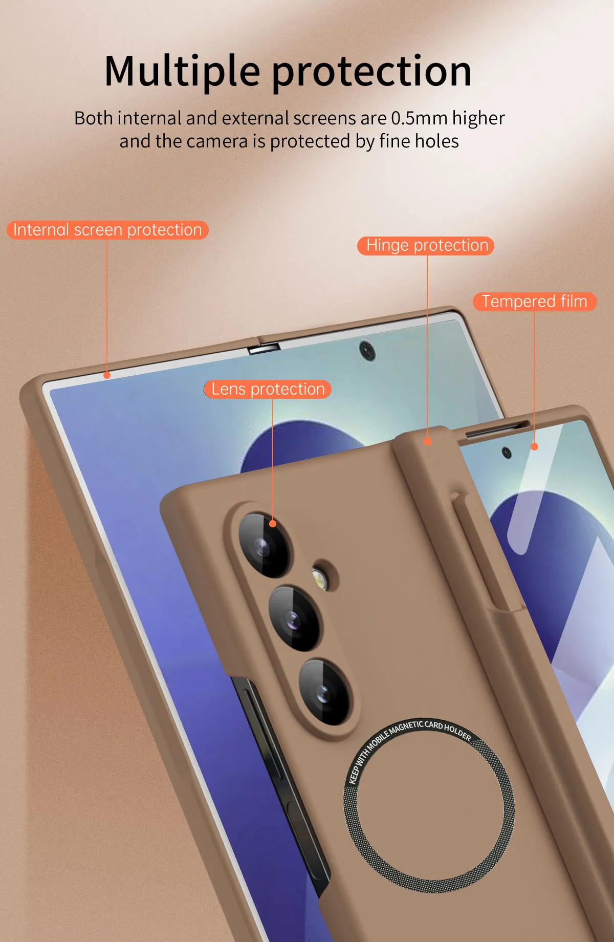 Compatible with Samsung Zfold 8 Ultra phone case, magnetic pen slot hinge, drop-proof protective case