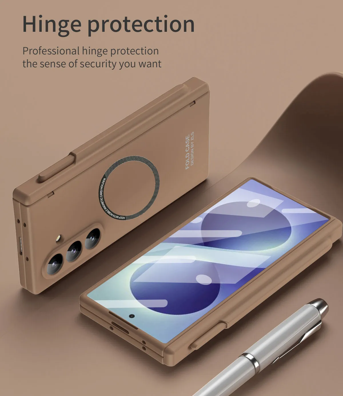 Compatible with Samsung Zfold 8 Ultra phone case, magnetic pen slot hinge, drop-proof protective case
