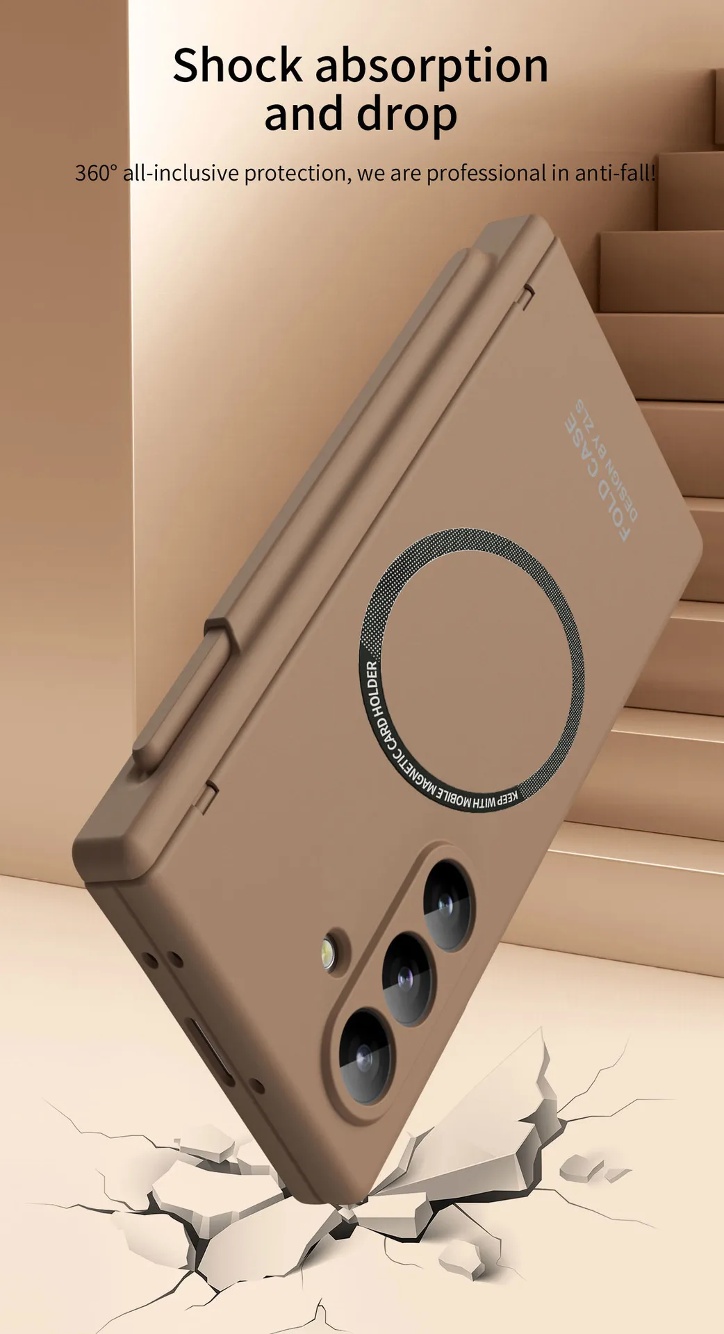 Compatible with Samsung Zfold 8 Ultra phone case, magnetic pen slot hinge, drop-proof protective case