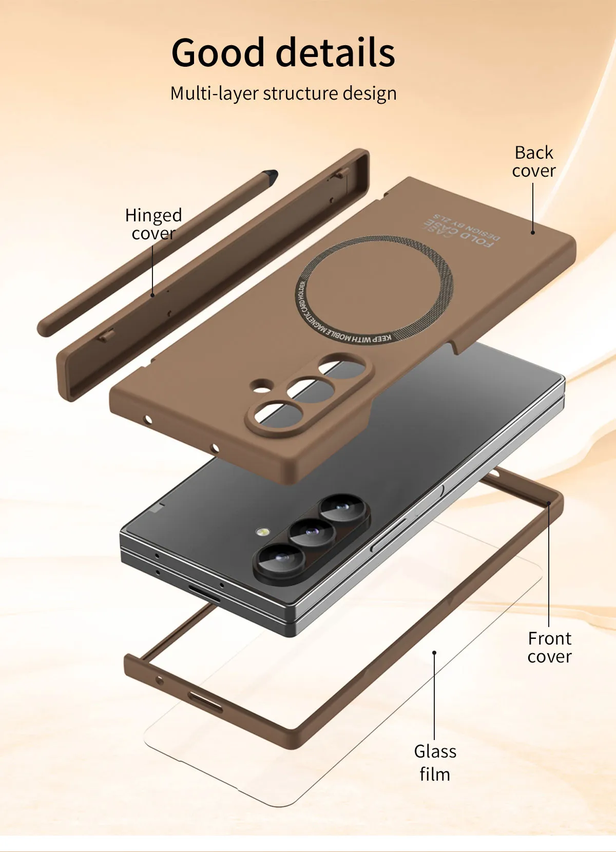 Compatible with Samsung Zfold 8 Ultra phone case, magnetic pen slot hinge, drop-proof protective case