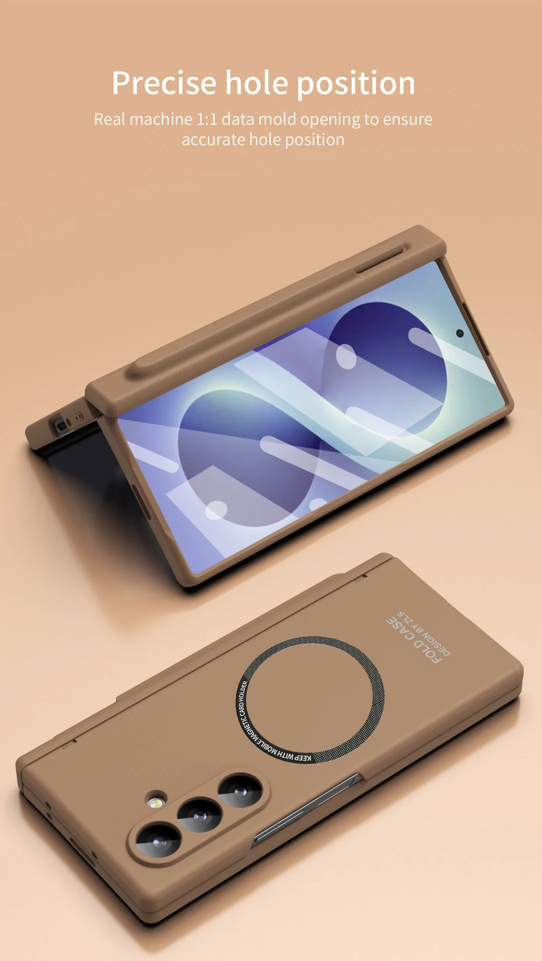 Compatible with Samsung Zfold 8 Ultra phone case, magnetic pen slot hinge, drop-proof protective case