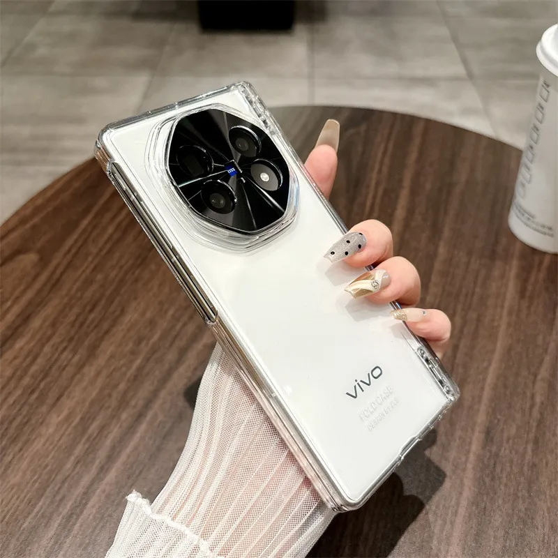 VIVO XFOLD5 phone case, xfold5 integrated case and screen protector, solid color electroplated full-coverage drop-proof protective case.