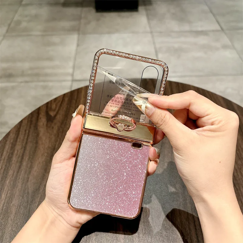 Honor V Flip2 Phone Case, Foldable Screen Protector, Integrated Stand, Glitter Hinge, Full Coverage, Drop Protection