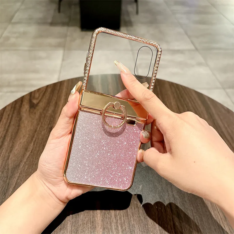 Honor V Flip2 Phone Case, Foldable Screen Protector, Integrated Stand, Glitter Hinge, Full Coverage, Drop Protection