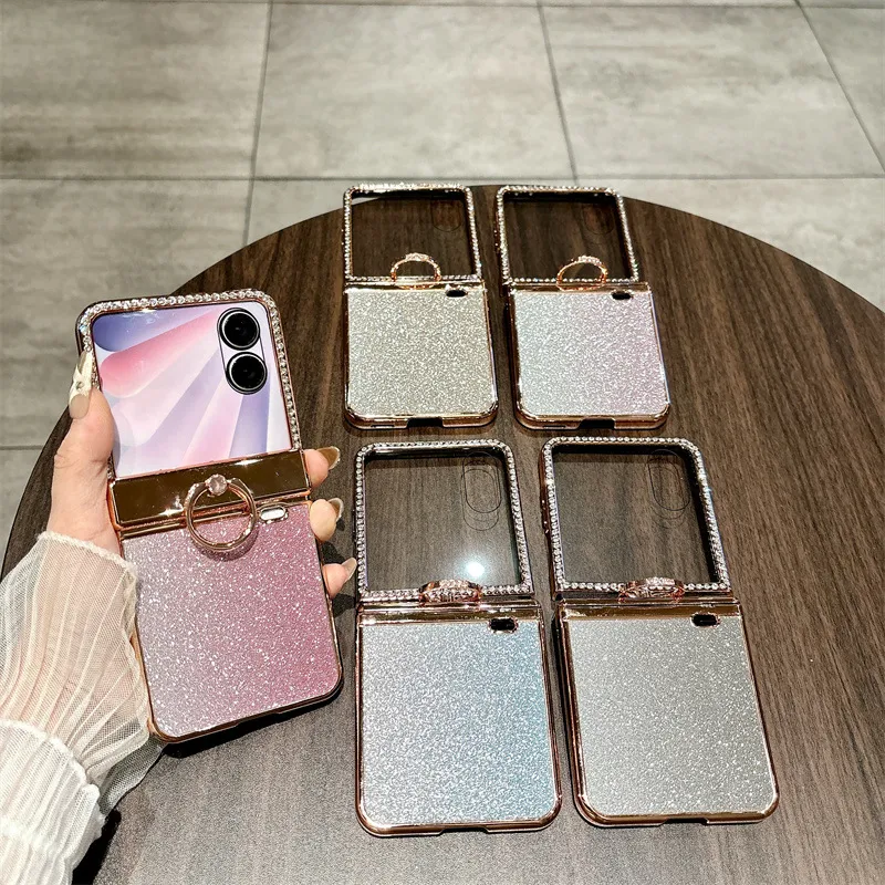 Honor V Flip2 Phone Case, Foldable Screen Protector, Integrated Stand, Glitter Hinge, Full Coverage, Drop Protection