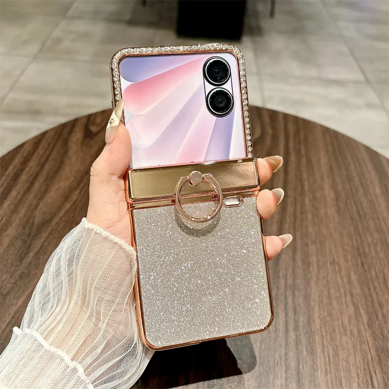Honor V Flip2 Phone Case, Foldable Screen Protector, Integrated Stand, Glitter Hinge, Full Coverage, Drop Protection