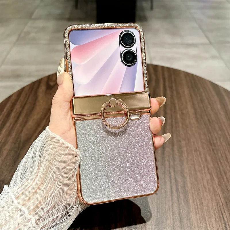 Honor V Flip2 Phone Case, Foldable Screen Protector, Integrated Stand, Glitter Hinge, Full Coverage, Drop Protection