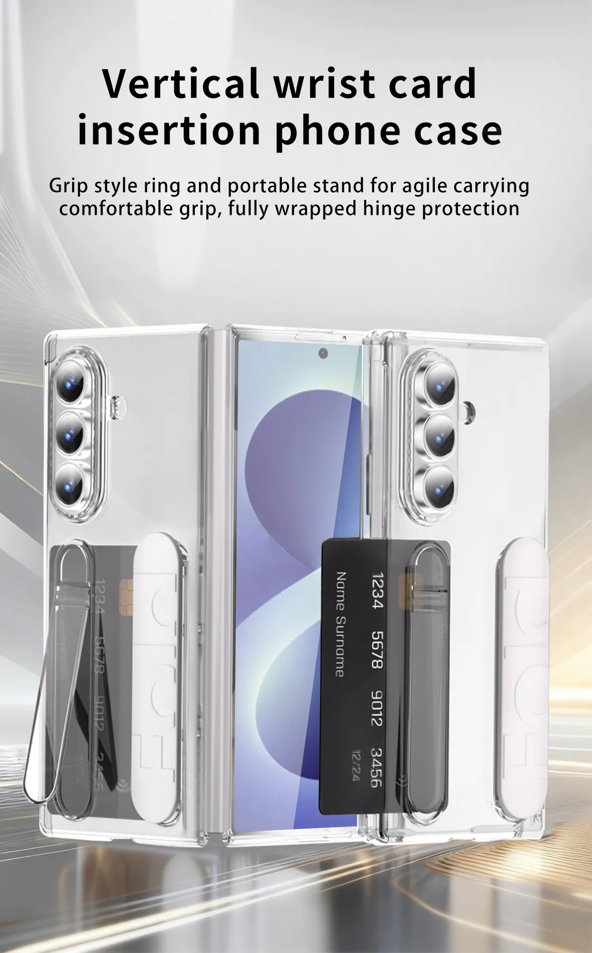 Compatible with Samsung Zfold8 Ultra phone case, FOLD8 folding official wristband, card slot type case and screen protector
