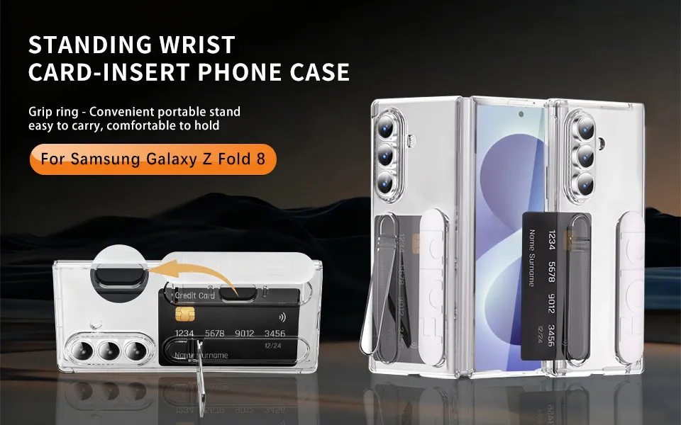 Compatible with Samsung Zfold8 Ultra phone case, FOLD8 folding official wristband, card slot type case and screen protector