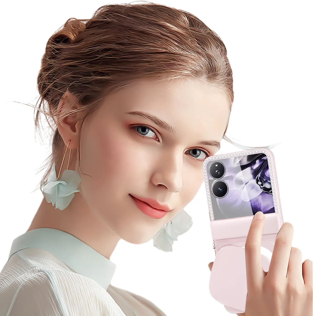 Compatible with Xiaomi MIX Flip2 phone case, mixflip foldable screen makeup mirror, lanyard, hinge, and drop protection.