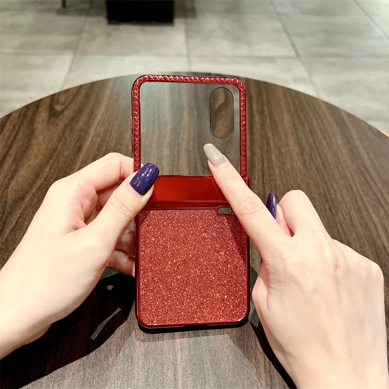 Compatible with Honor Magic V Flip2 phone case, foldable screen, China Red luxury diamond-studded drop-proof protective case