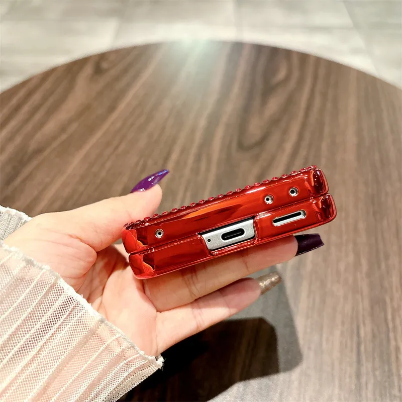 Compatible with Honor Magic V Flip2 phone case, foldable screen, China Red luxury diamond-studded drop-proof protective case