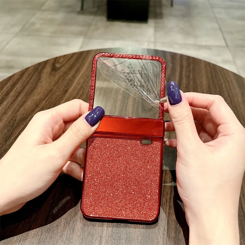 Compatible with Honor Magic V Flip2 phone case, foldable screen, China Red luxury diamond-studded drop-proof protective case