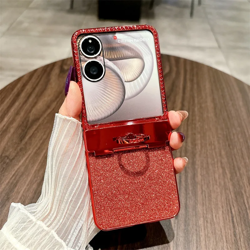 Compatible with Xiaomi MIX Flip2 phone case, glittery full-coverage hinge for drop protection.