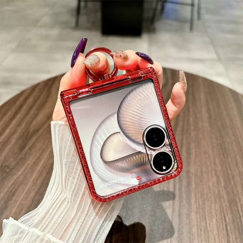 Compatible with Xiaomi MIX Flip2 phone case, glittery full-coverage hinge for drop protection.