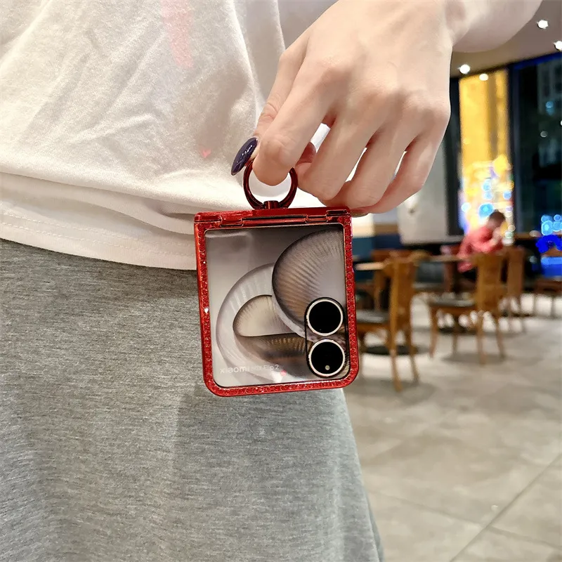 Compatible with Xiaomi MIX Flip2 phone case, glittery full-coverage hinge for drop protection.