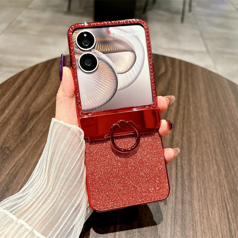 Compatible with Xiaomi MIX Flip2 phone case, glittery full-coverage hinge for drop protection.