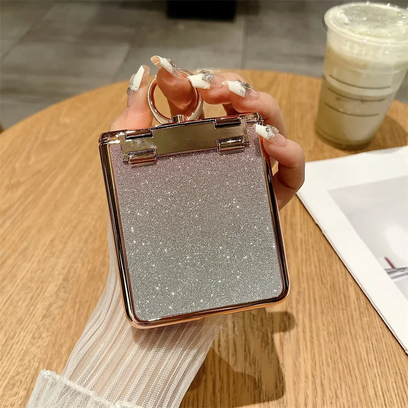 Huawei Pocket 2 Phone Case P50 Treasure Box Foldable Screen Protective Leather Case Vegan Leather Ring Glitter 5G Drop Protection Applicable