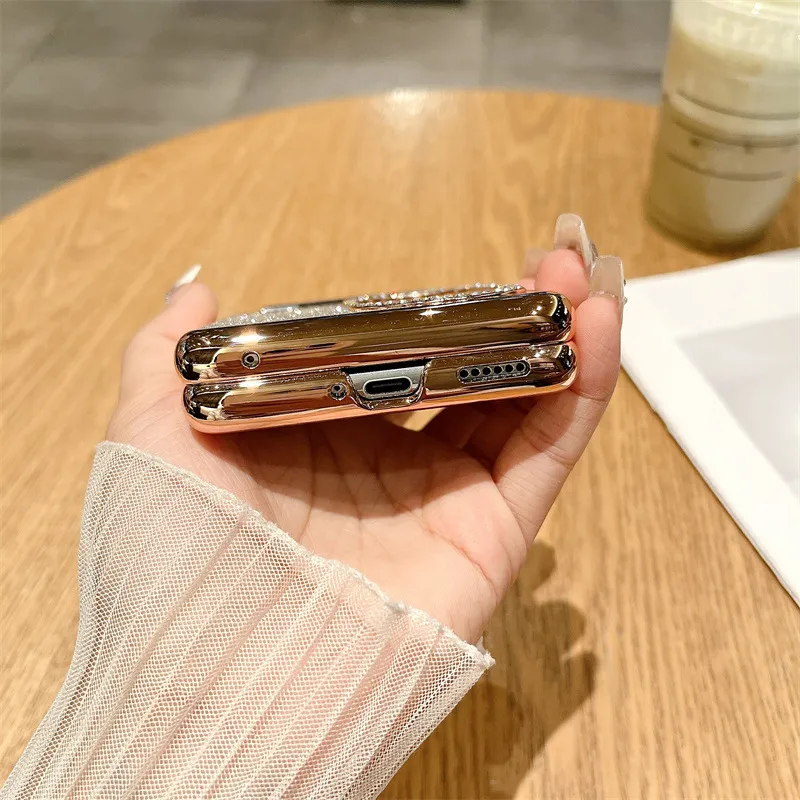 Huawei Pocket 2 Phone Case P50 Treasure Box Foldable Screen Protective Leather Case Vegan Leather Ring Glitter 5G Drop Protection Applicable