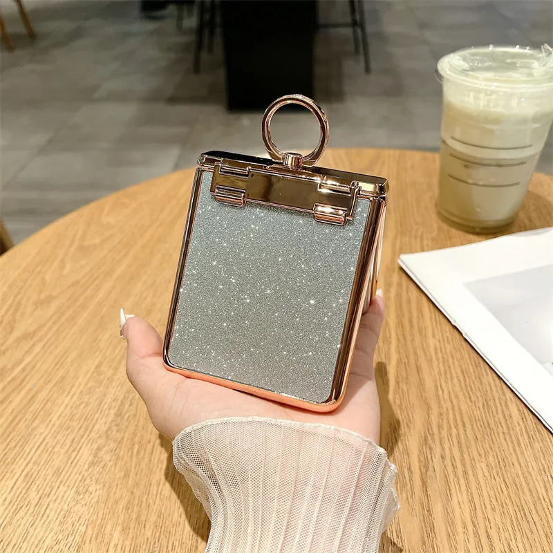 Huawei Pocket 2 Phone Case P50 Treasure Box Foldable Screen Protective Leather Case Vegan Leather Ring Glitter 5G Drop Protection Applicable