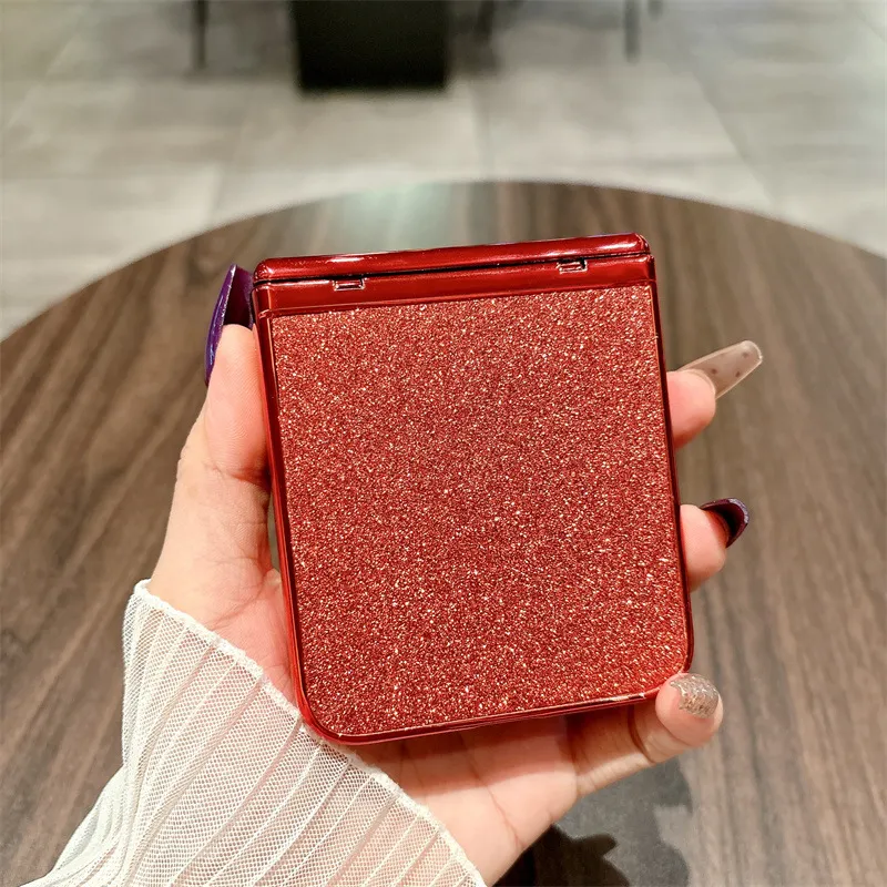 Compatible with Xiaomi MIX Flip phone case, China Red, folding, sparkling glitter, full-coverage hinge, drop protection.