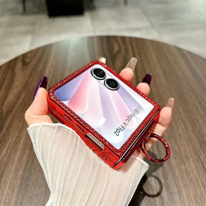 Compatible with Honor Magic V Flip2 phone case, foldable screen ring, luxury diamond-studded drop-proof protective case