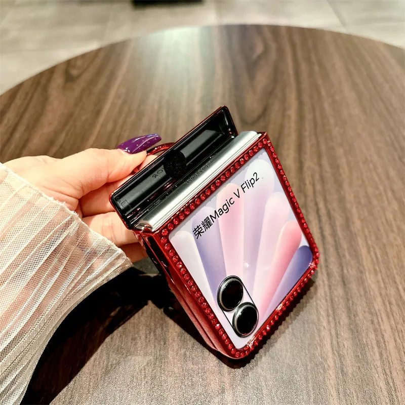Compatible with Honor Magic V Flip2 phone case, foldable screen ring, luxury diamond-studded drop-proof protective case