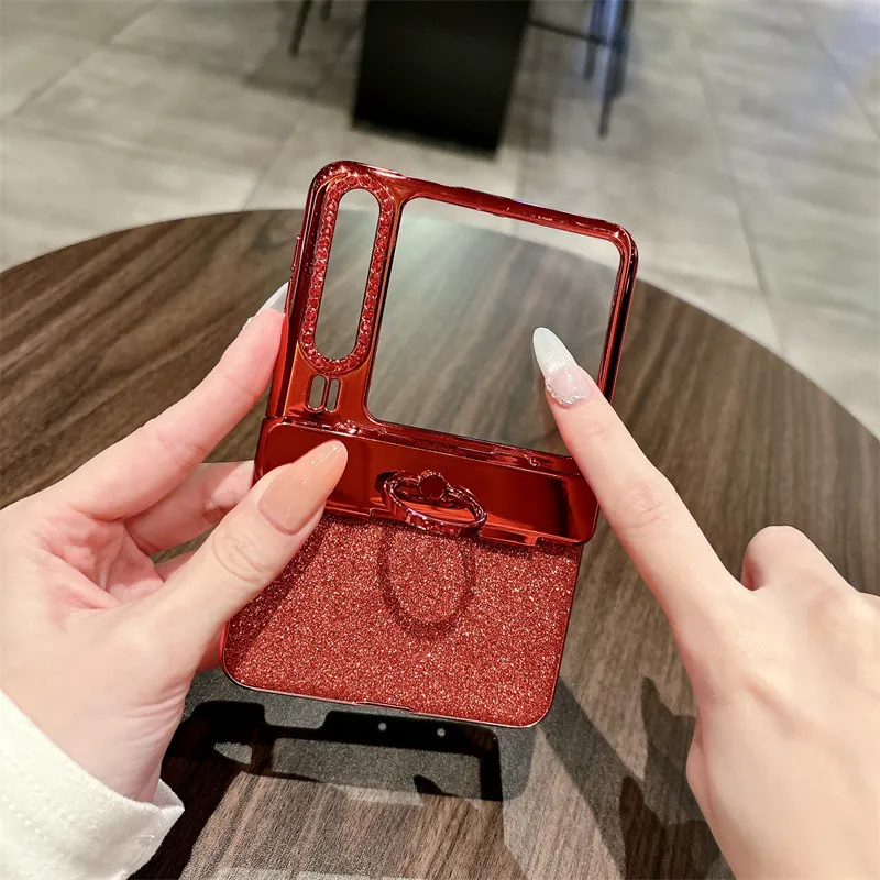 Huawei Pura X Phone Case, PURA X Foldable Screen Protective Ring with Glitter Hinge, Full Coverage Drop Protection Case