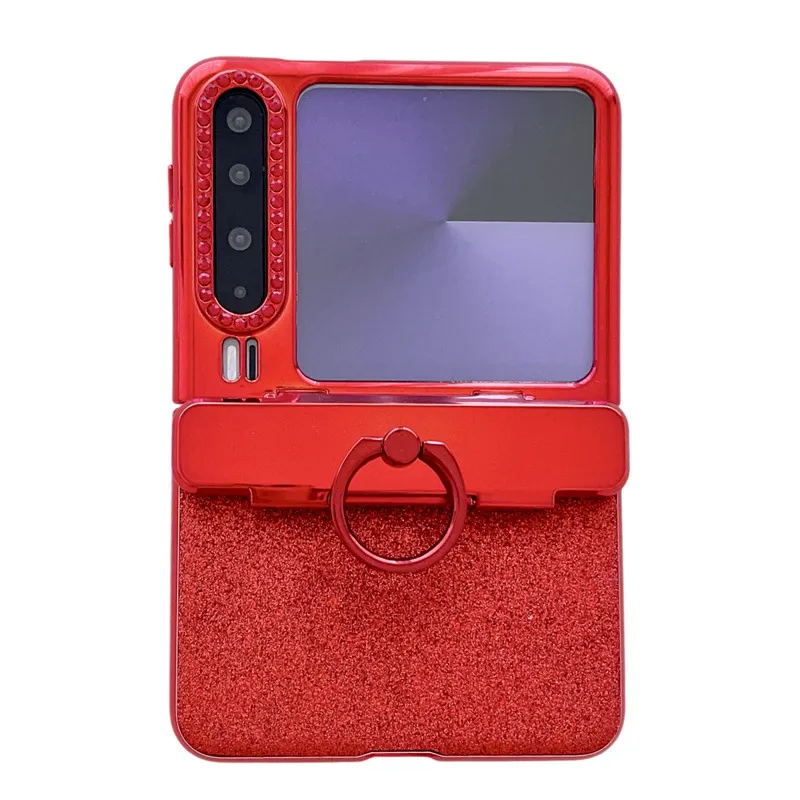 Huawei Pura X Phone Case, PURA X Foldable Screen Protective Ring with Glitter Hinge, Full Coverage Drop Protection Case