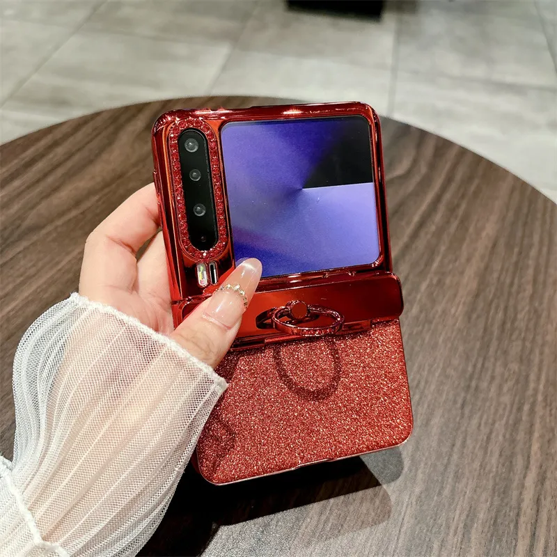 Huawei Pura X Phone Case, PURA X Foldable Screen Protective Ring with Glitter Hinge, Full Coverage Drop Protection Case